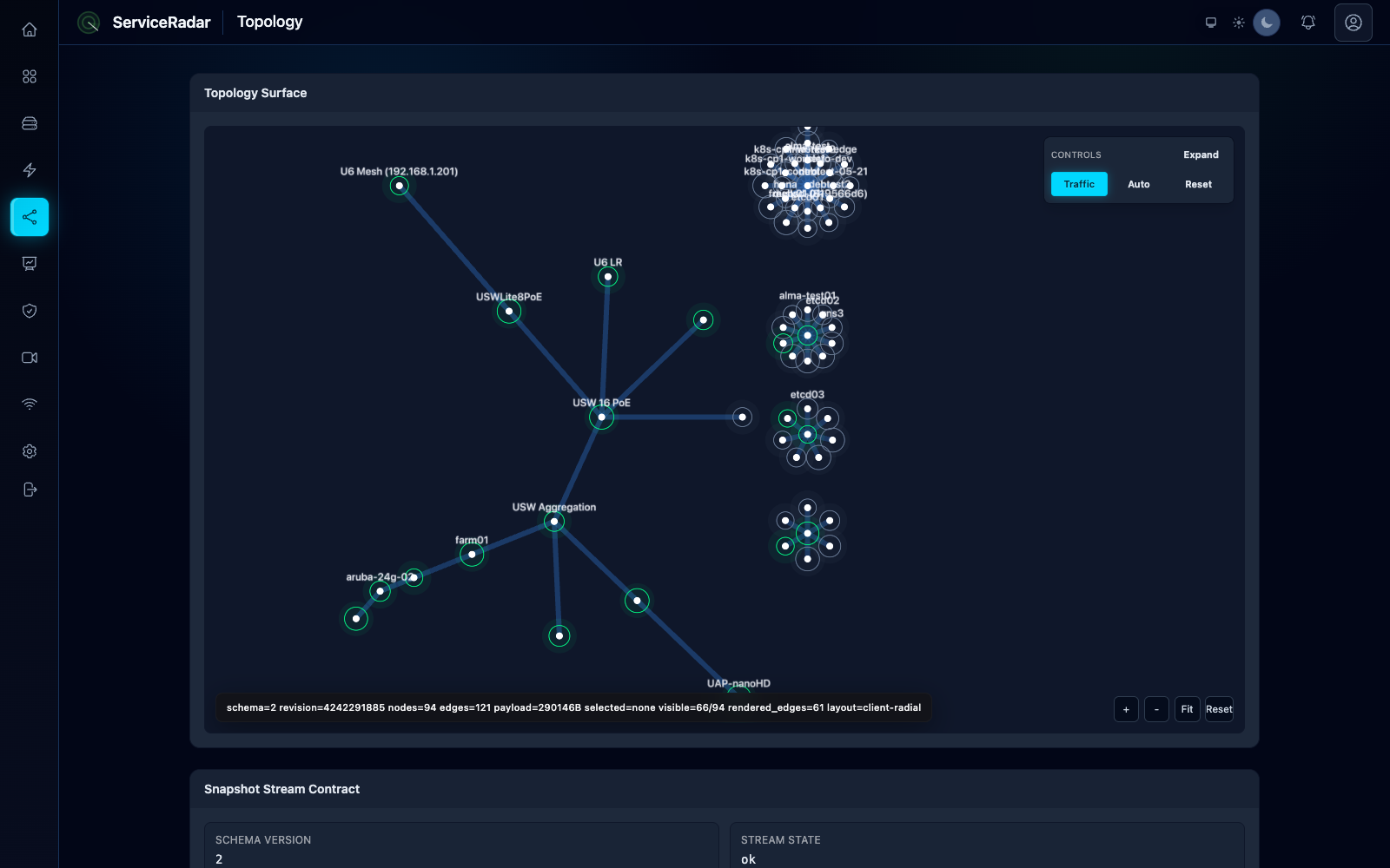 ServiceRadar GPU-rendered network topology graph